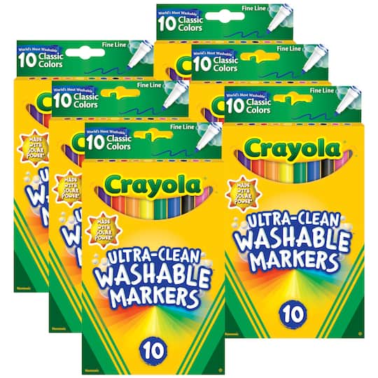 Crayola® Ultra-Clean Classic Colors Fine Line Markers, 6 Packs of 10